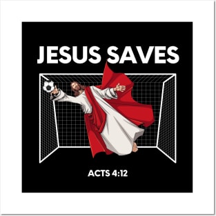 Jesus saves! funny meme white text Posters and Art